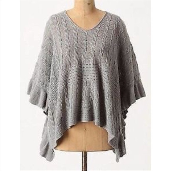 Anthropologie Sweaters - Anthro Moth Arched Ripple Poncho SZ S/M